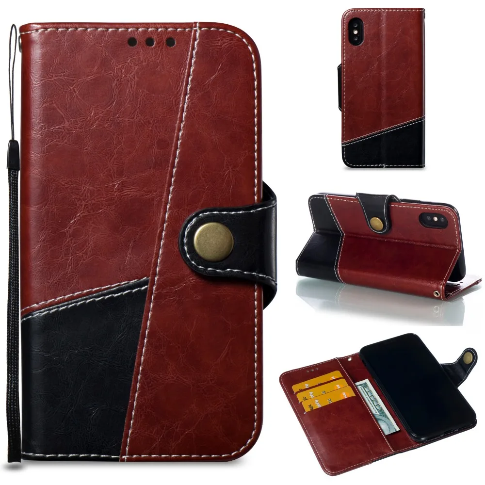 

Double Splice Leather Phone Cases For iPhone X 8 7 6S 6 Plus 5S SE Card Holder Case Magnetic Flip Wallet Cover for iphone 7