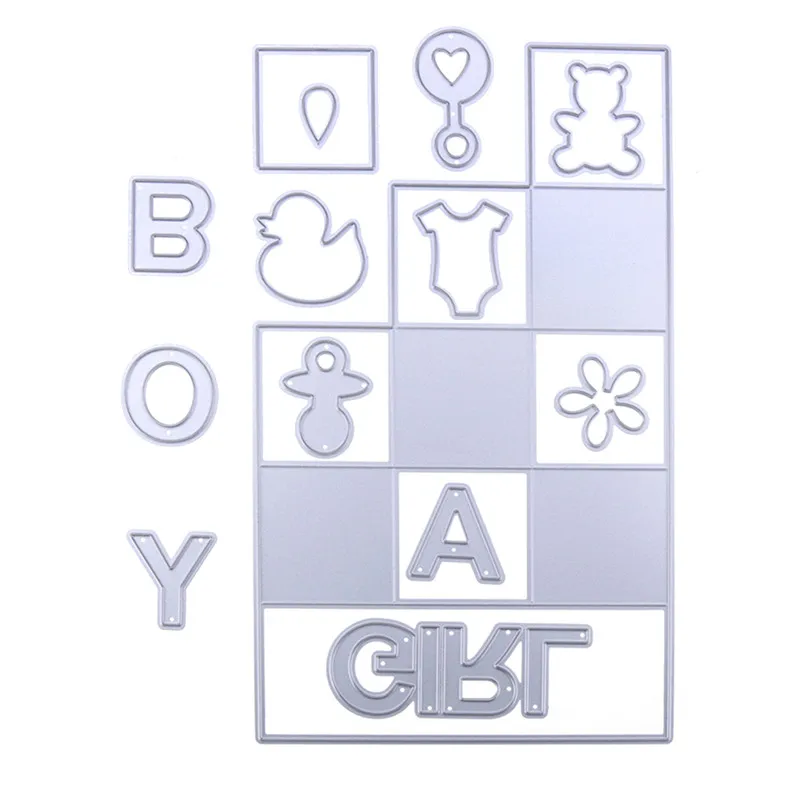 New Cute Baby Step Card Metal Cutting Dies Stencil for DIY