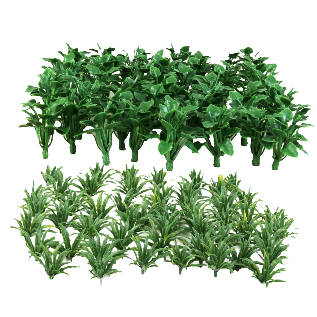 100Pcs Mini Plastic Heart Sword Shape Leaves Grass Model HO Layout Diorama Architecture