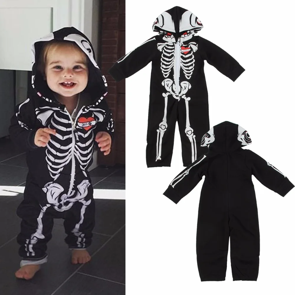 Puseky 0-24 m recién nacido bebé mameluco de manga larga Halloween calavera ropa cremallera Bebes algodón mono una pieza Puseky 0-24 m recién nacido bebé mameluco de manga larga Halloween calavera ropa cremallera Bebes algodón mono una pieza