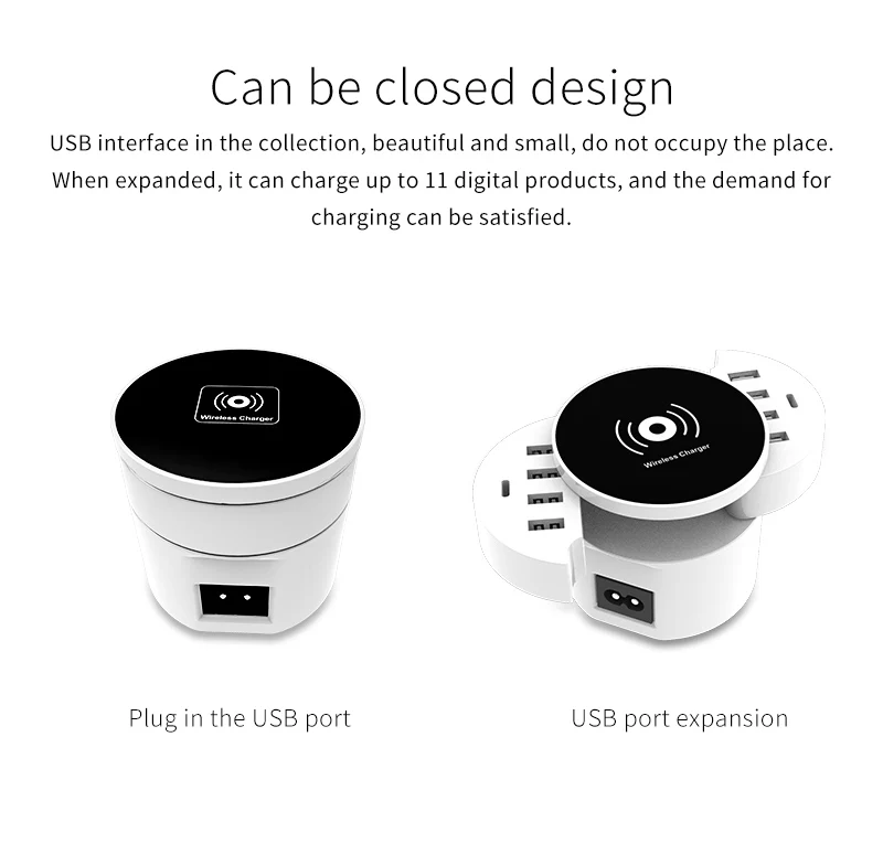 Foldable QI Wireless Charger Smart 8 Ports USB Type C Charger Led Display Charging Pad (11)
