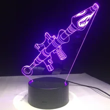 2018 3D Lamp Game Chug Jug Scar Rocket Launcher Gliding LED night light 7 Color Change Touch Mood Lamp Dropship