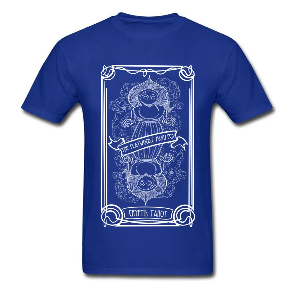 Cool O-Neck Top T-shirts Autumn Tops Shirt Short Sleeve Special All Cotton Casual Tops Shirts Printed On Men Drop Shipping Cryptid Tarot Series The Flatwoods Monster blue