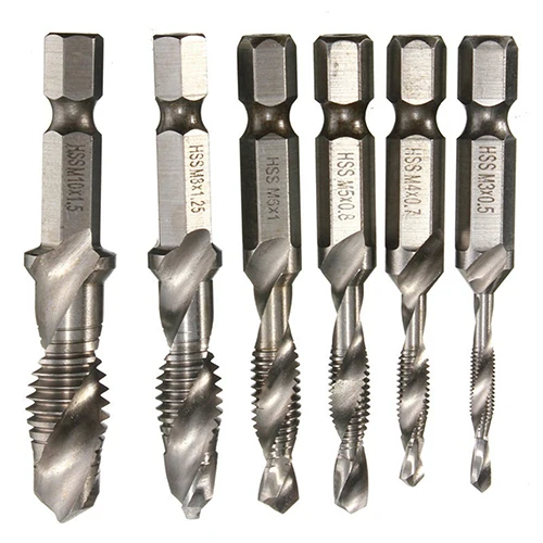 

Hot!  6 Pcs Hss Drill Tap Countersink Deburr Set Metric Combination Drill Tap M3-M10