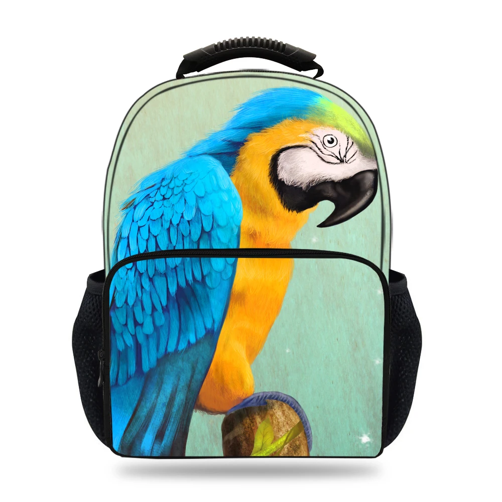 

15inch 3D Animal Print Backpack Schoolbag For Kids Boys Girls Parrot Backpack For Children Teenagers