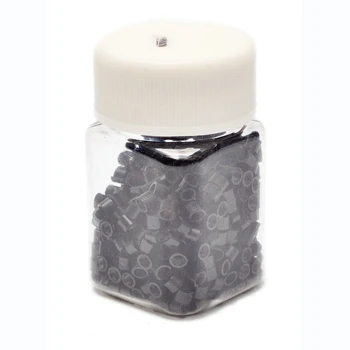 

400pcs/Bottle 4mm Silicone Micro Hair Extension Ring Beads with Screw Thread Tiny Black Hair Tubes Links Styling Tools UN594