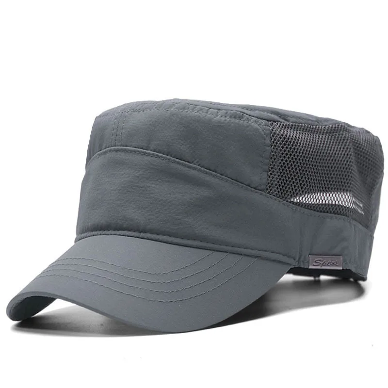 Мужская кепка большого размера плюс с плоским верхом, мужская летняя тонкая тканевая сетчатая Солнцезащитная шляпа, мужские армейские шляпы 56-62 см