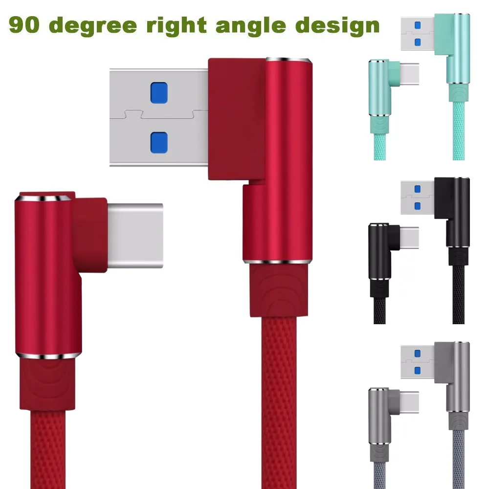 

1M Type C Phone Cable Right Angle USB-C Type C Data&Sync Faster Charger Cable For Samsung Galaxy S8 Universal Smartphone Cables