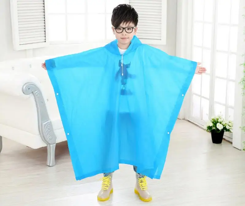 9.Children Poncho Rain Waterproof student Boys girls long Raincoat Transparent Kids Rain Coat Cover Kids Rainwear Camping