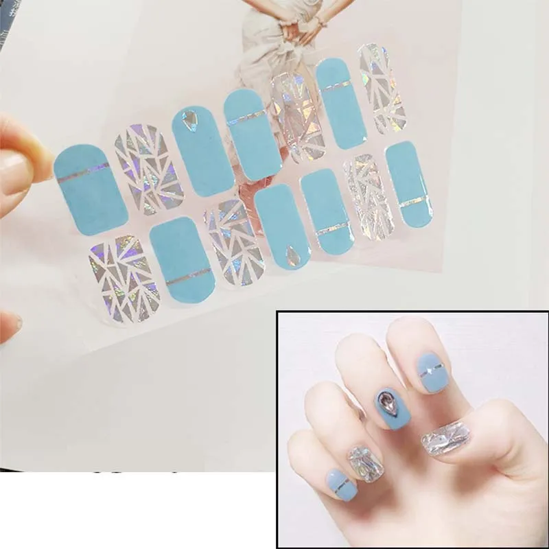 Мода полное покрытие лак для ногтей Обертывания клейкие наклейки для ногтей Дизайн ногтей украшения маникюрные инструменты экологические для женщин D43