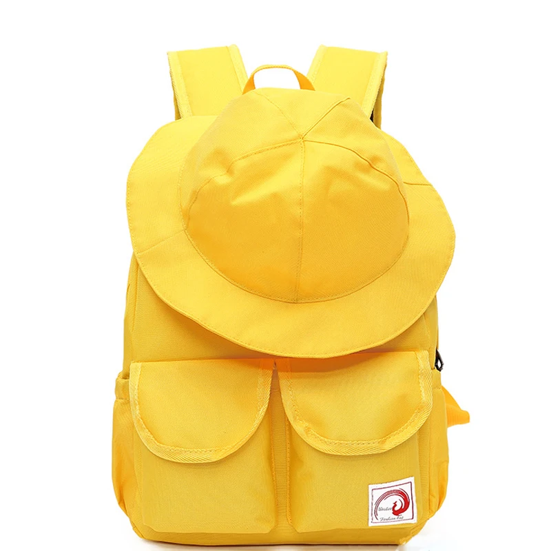 Backpack + Hat Wearable Nylon Bags Large Capacity Backpack Zipper