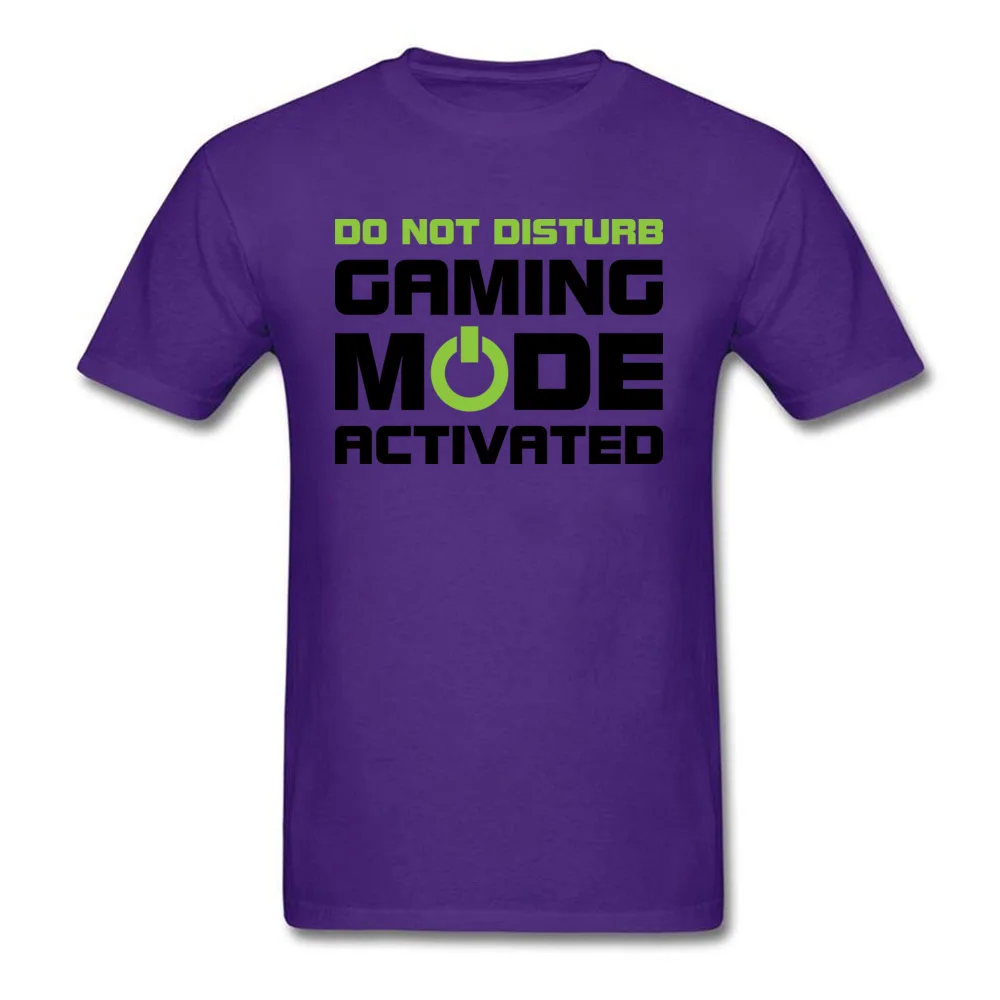 Gaming Mode Activated Funny T Shirt Short Sleeve for Men 100% Cotton Fall O-Neck T-Shirt Normal Tee Shirt Retro Gaming Mode Activated purple