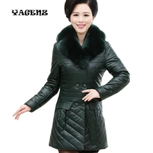 Для женщин модные искусственная(-ый) куртки пальто Для женщин зимняя женская парка зимняя куртка Женские толстый меховой воротник, куртка из искусственной кожи, A278