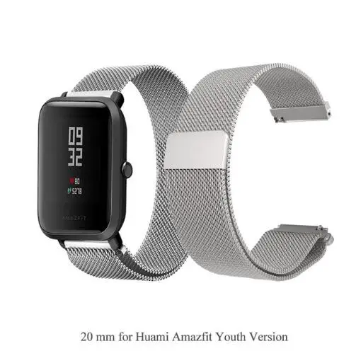 Браслет Mijobs 20 мм для Amazfit для Xiaomi Huami Amazfit GTS Bip BIT Youth Smart Watch ремешок металлический браслет из нержавеющей стали - Цвет: Silver