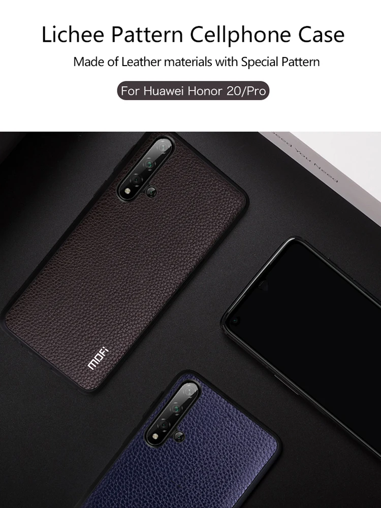 Для huawei Honor 20 чехол Mofi для huawei Honor 20 Pro чехол задняя крышка из искусственной кожи красный черный коричневый синий зернистый бизнес протектор