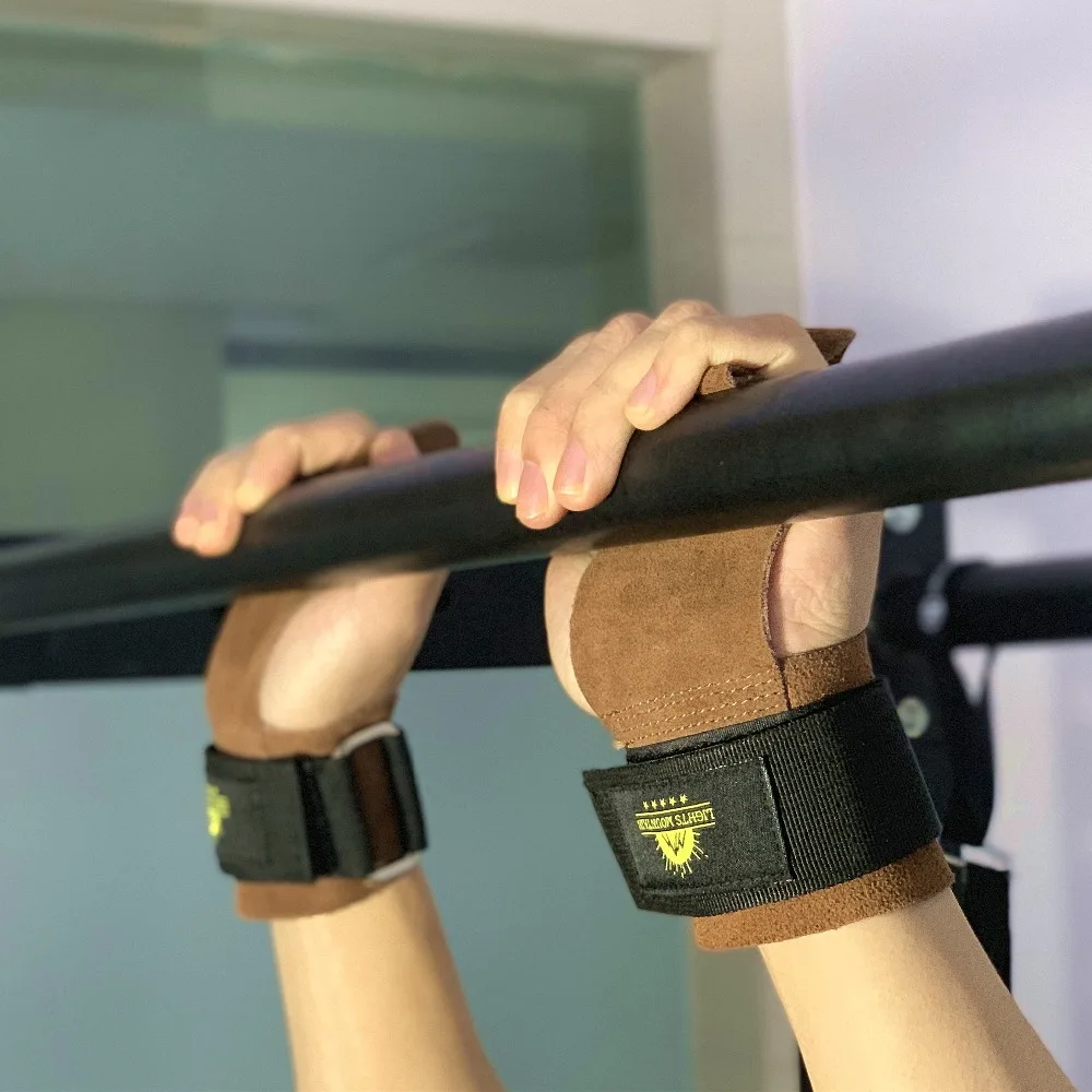 Leather Gym Hand Grips Glove Reduce Hand Tearing Great for Kettlebell CrossFit Gymnastics Workout Weightlifting Pull up Training