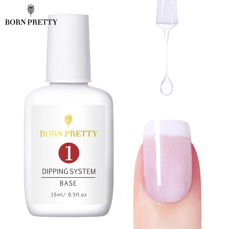 

BORN PRETTY 15ml Dipping Nail Powder System Liquid Base Top Coat Activator Clear Nail Art Natural Dry Without Lamp Cure