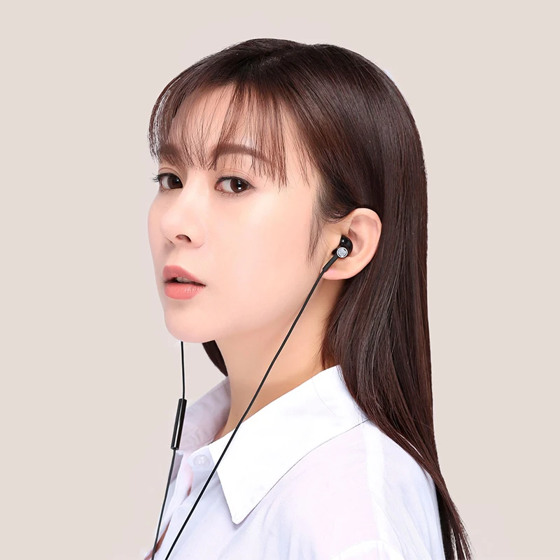 Original Xiaomi Mi Dual Units Half In Ear Earphone Mic Wire Control 3 5MM Slot For iPhone and Smartphones