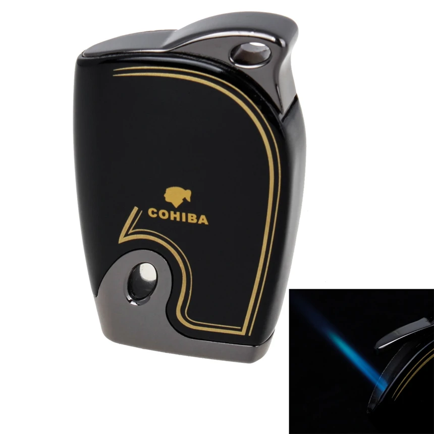 

COHIBA High-Grade Windproof Lighter Torch Jet Flame Refillable Inflatable Single Flame Cigar Gas Lighter With Cigar Hole Opener