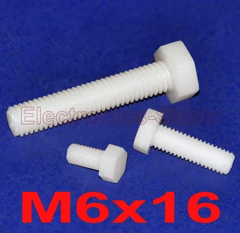 

( 1000 pcs/lot ) Metric M6 x 16mm Nylon Hex Bolt, Hexagonal Screw.