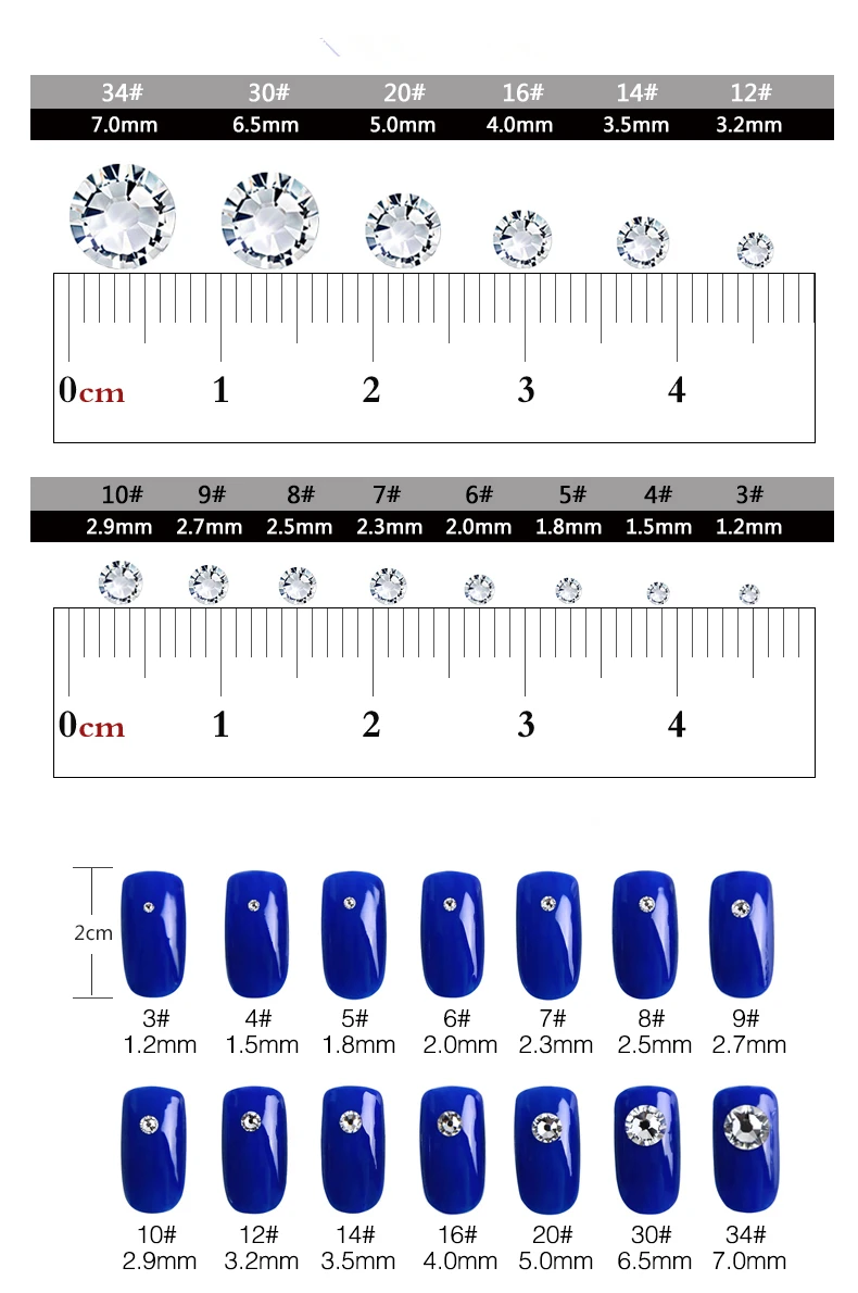 SS10/2,8 мм около 1440 шт 3D дизайн ногтей стеклянные стразы для ногтей без горячей фиксации плоские с оборота Стразы для ногтей/лица