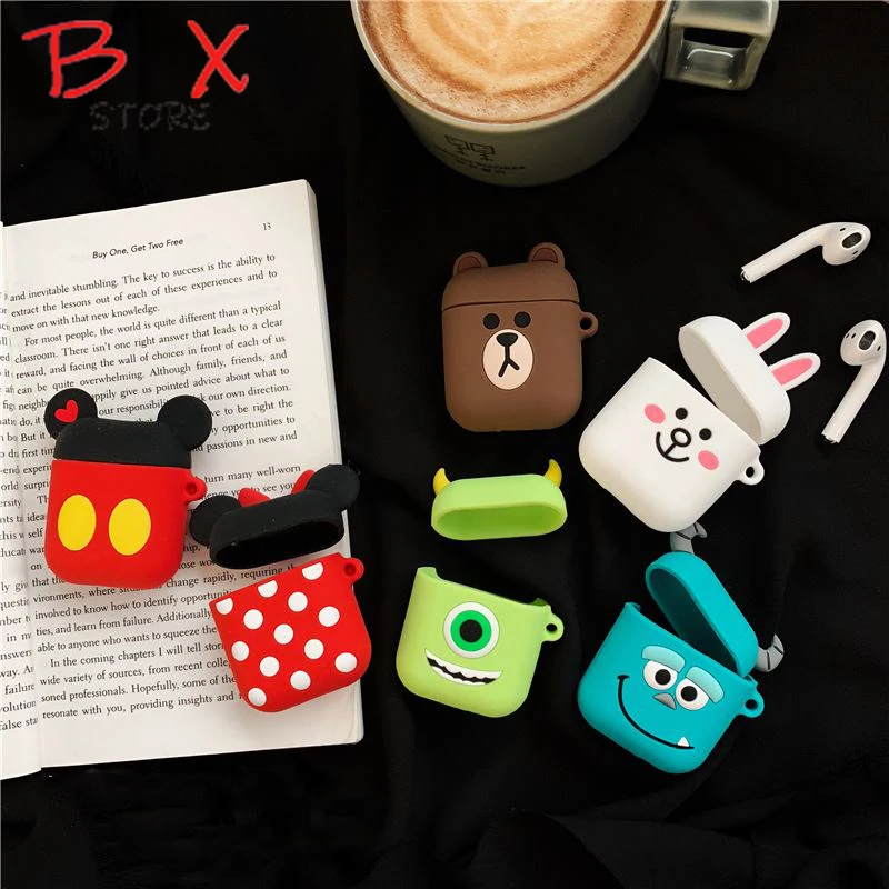 

2019 Cartoon Wireless Earphone Case For Apple AirPods 2 Silicone Charging Headphones Cases For Airpods Protective Cover