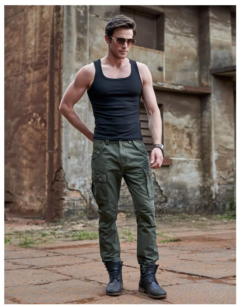 Модные Повседневные военные свободные брюки-карго мешковатые стиль сафари хип-хоп брюки длинные джоггеры брюки уличная