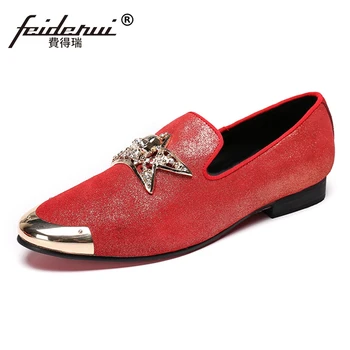

Plus Size Red Round Toe Man Height Increasing Moccasin Loafers Cow Suede Leather Comfortable Party Men's Casual Shoes SL117
