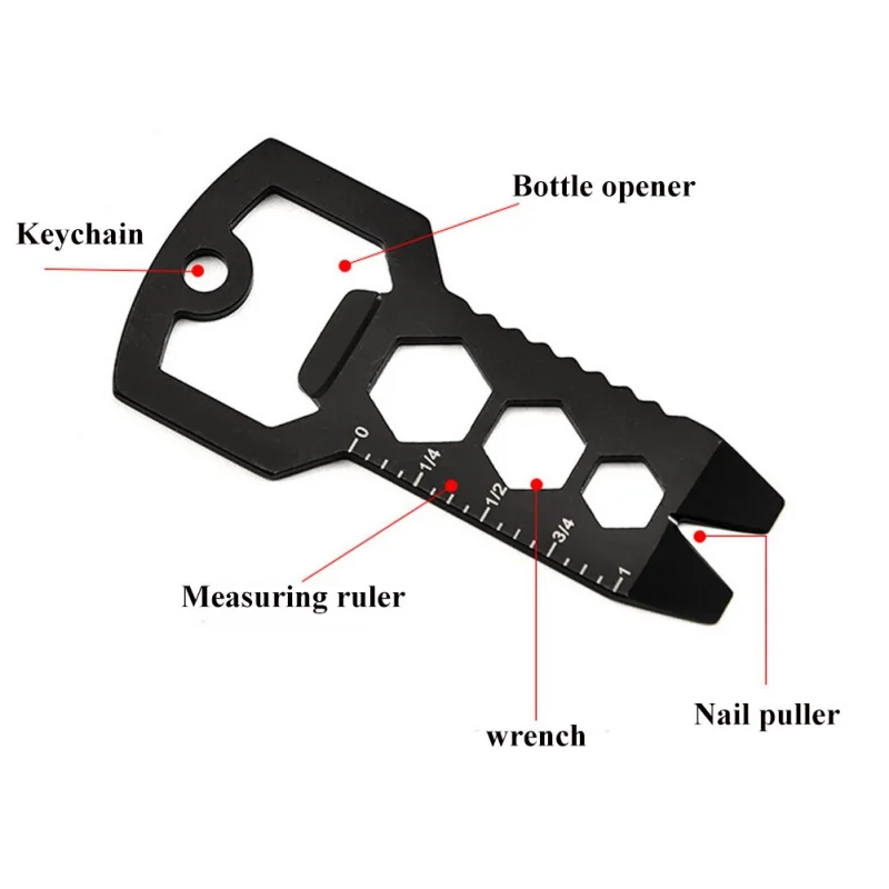 Многофункциональный черный из нержавеющей стали EDC инструмент открытый бутылка выживания шестерни карты мульти гаджет лагерь открывалка кошелек комплект