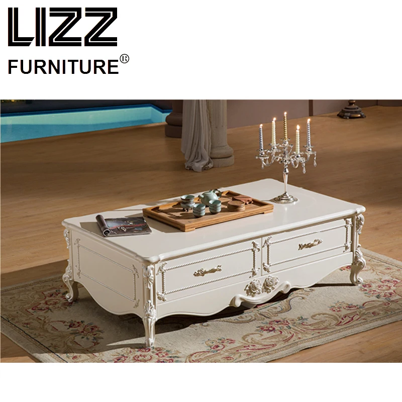 Marble Coffee Table Living Room Furniture Set Royal Furniture Antique Style TV Cabinet Stand Muebels Meble Do Salonu Hard Wood