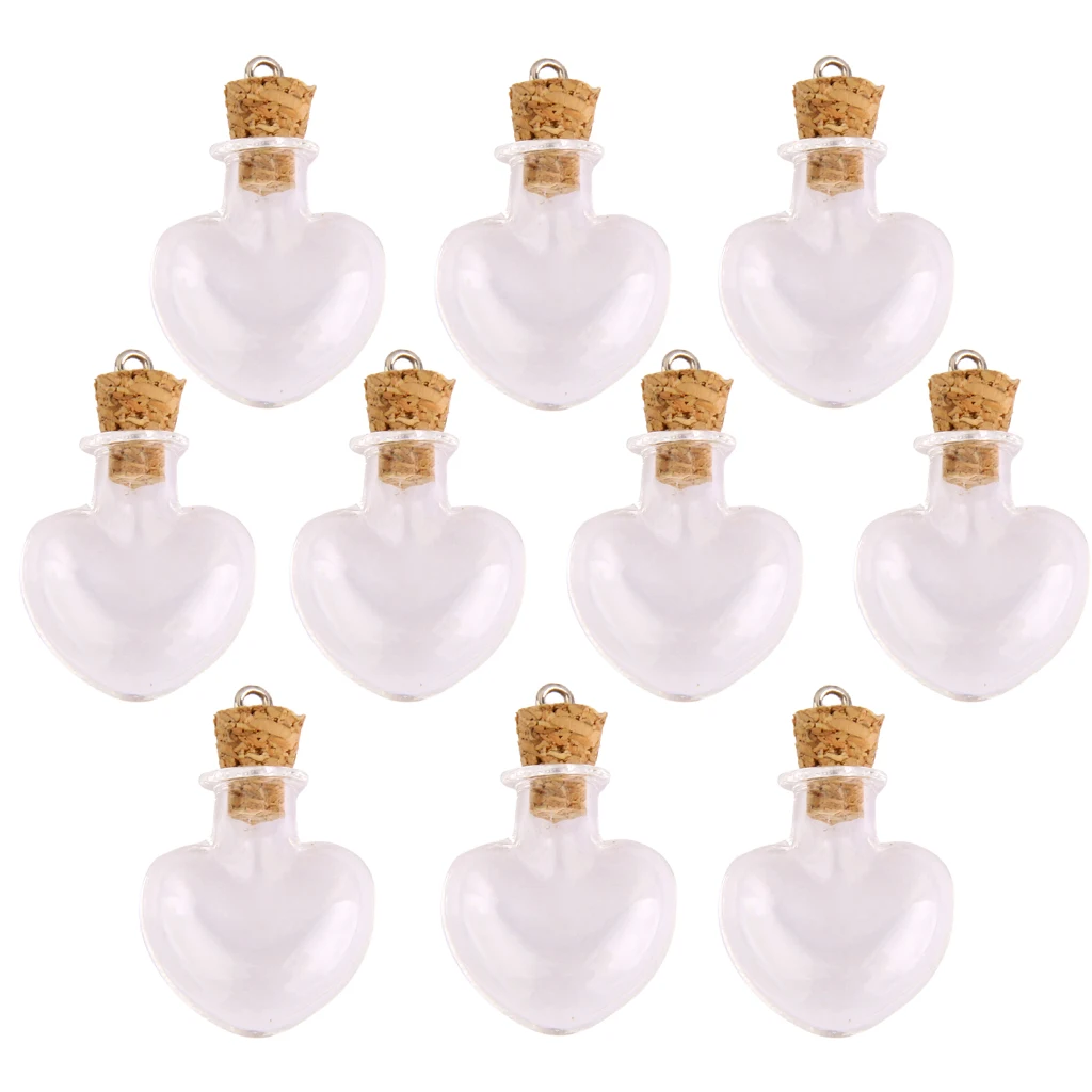 20 Pieces Bulk Glass Cork Bottle Star Heart Jars Vial Wishing Bottles Pendant DIY Making Craft Jewelry Accessories