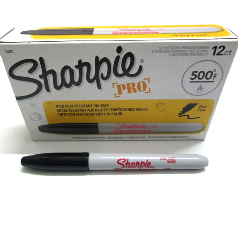 12 шт. Sanford Sharpie масляной маркер черные чернила для ручек маркеры художественная ручка Перманентный цветной маркер ручка канцелярские принадлежности 1 мм перо