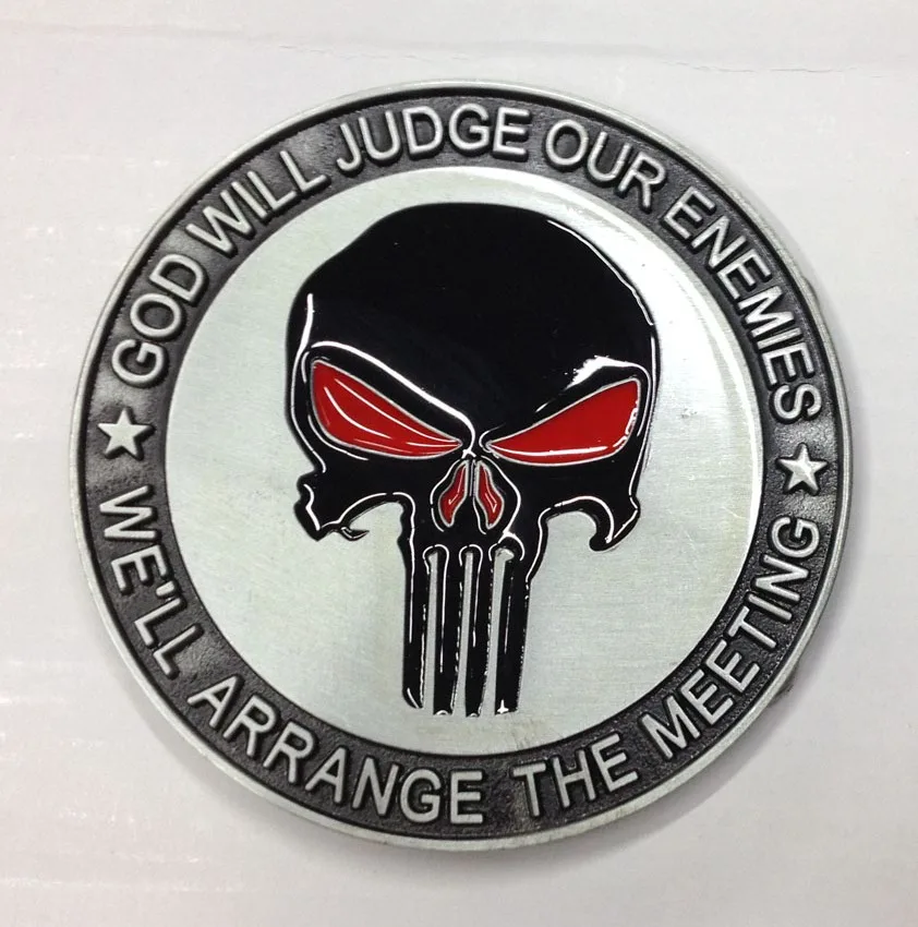 

The Punisher belt buckle, God will judge our enemies SW-BY270 brand new condition with continous stock