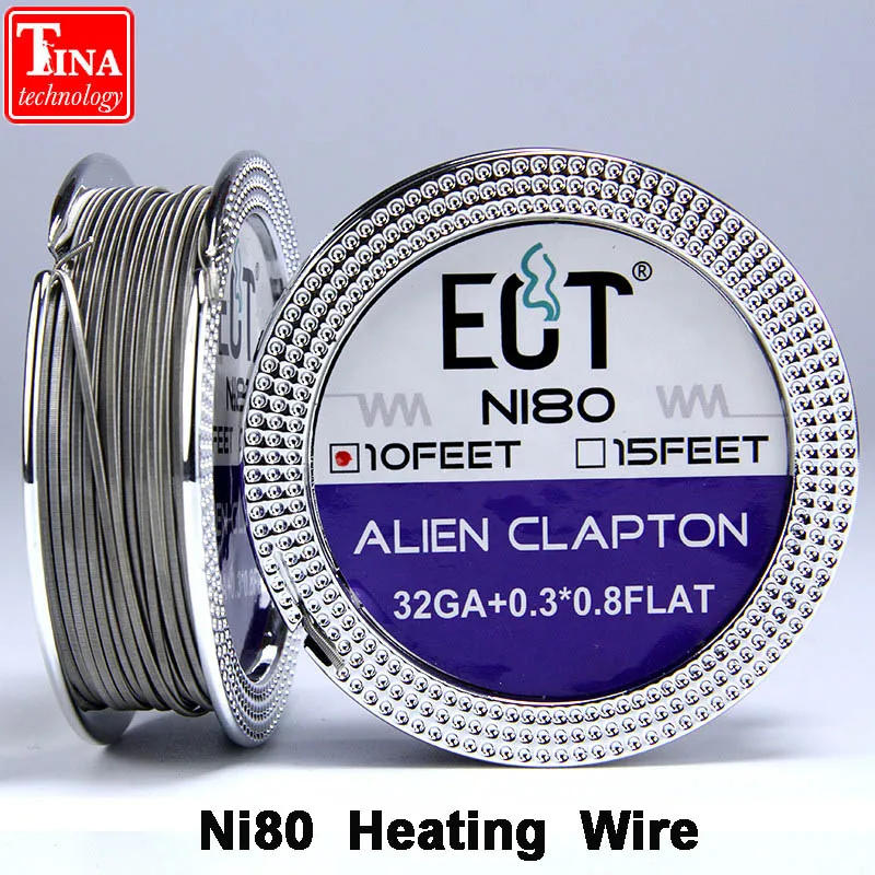 

ECT NI80 Electronic Cigarette Heating Wire 10feet/roll For RDA RTA Atomizer Vape For DIY Prebuilt Coil Alien Fused Clapton Wires