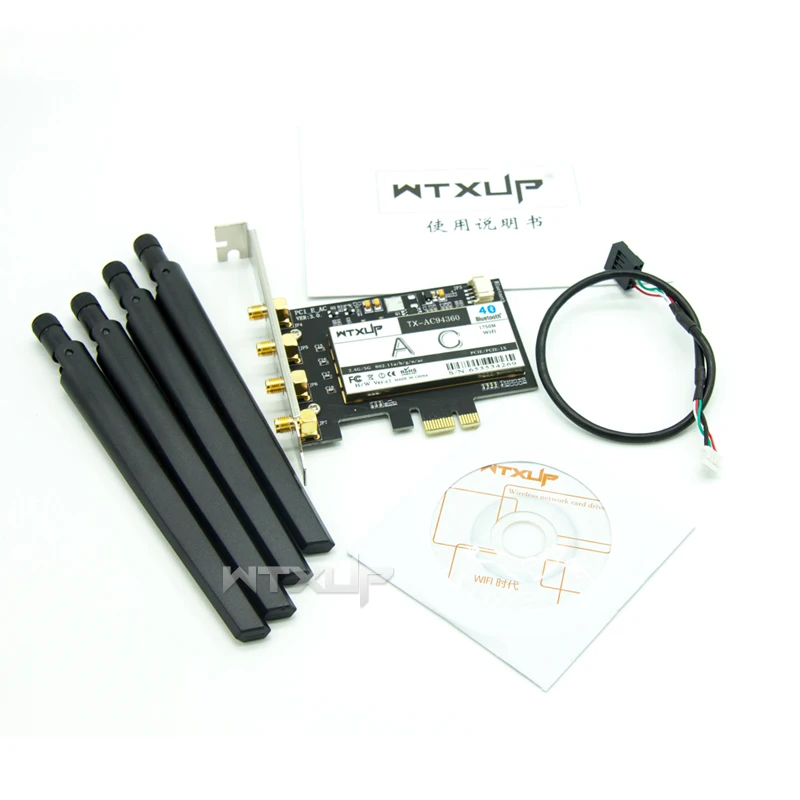 WTXUP Broadcom BCM94360 1300 Мбит/с двухдиапазонный 802.11AC Настольный PCI-E беспроводная карта ПК wifi адаптер Bluetooth 4,0