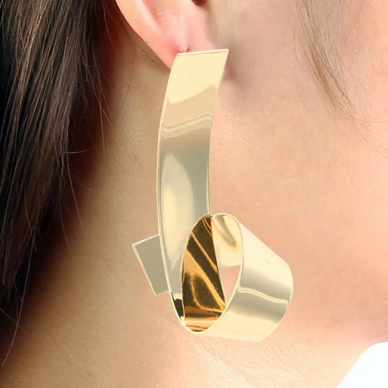 2 Trendy Irregular Sequins Metal Geometric Earrings for Women Gold&Silver Simple Punk  Earrings Modern Art Jewelry