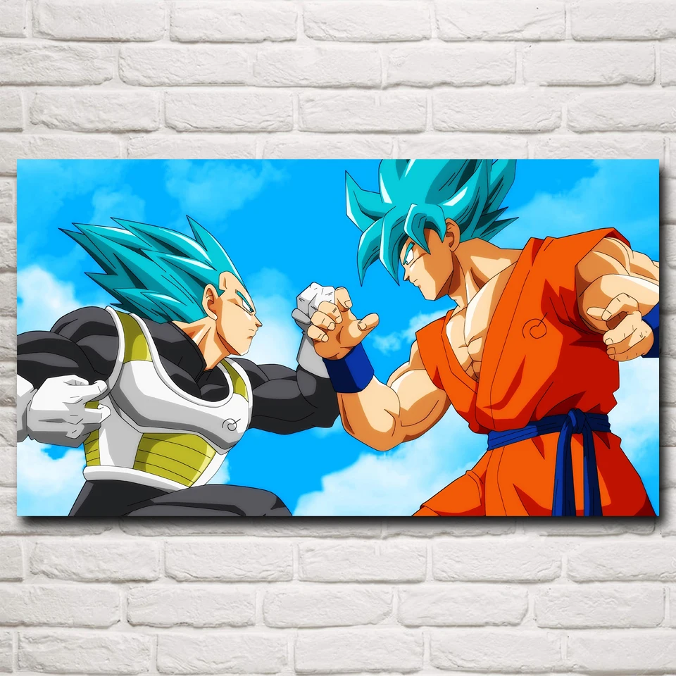 Fils Goku Ve a Dragon Ball Super Saiyan Bleu Anime de Bande Dessinée Art Silk Affiche Décoration Impression 11x20 30x54 Pouces Livraison gratuite dans