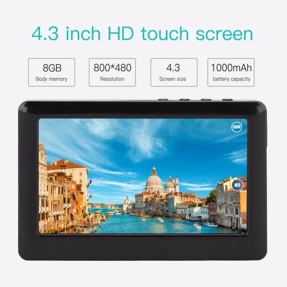 BCMaster 4,3 дюймов Премиум Портативный ЕС штекер HD сенсорный экран 8 Гб MP3 MP4 MP5 плеер Цифровой Видео Медиа FM радио рекордер