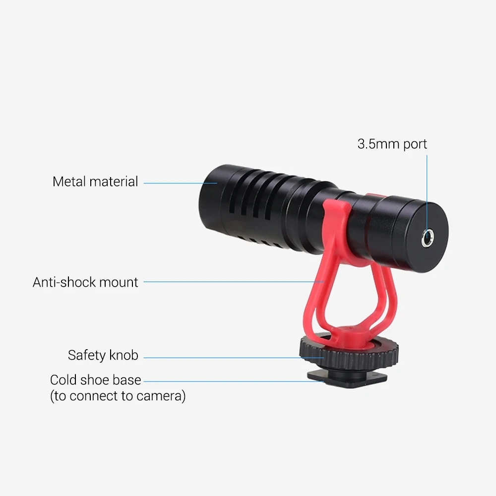 Кардиоидная направленность видео конденсаторный микрофон 3,5 мм штекер с анти-ударным креплением для Canon Nikon sony DSLR ILDC смартфонов