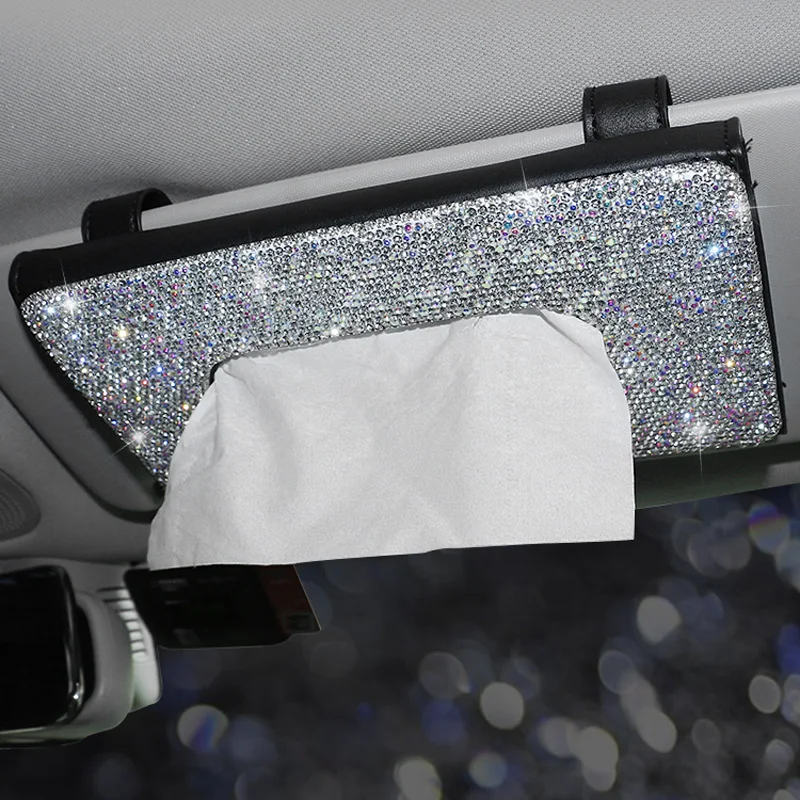 Luxury-Crystal-Diamond-Car-Tissue-Box-Sun-Visor-Leather-Auto-Tissue-Paper-Holder-Case-Sunvisor-Hanging-Napkin-Car-2