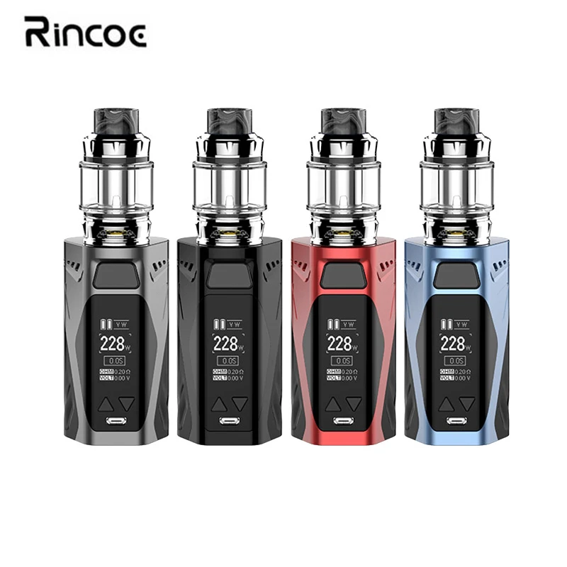 

100% Original Rincoe Manto X Mesh TC 228W Kit With Metis Mix Tank Support Dual 18650 Batteries for e cig