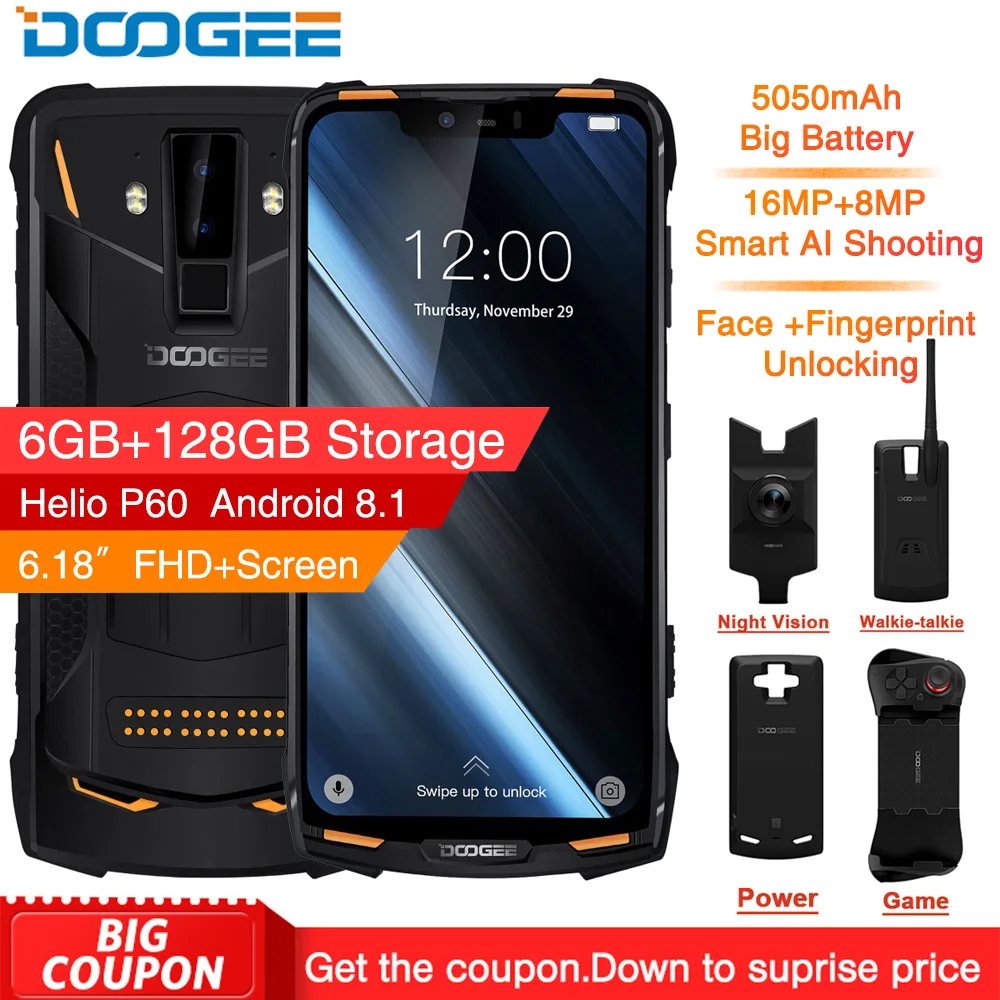 DOOGEE S90 4G Mobile Phone Octa core NFC 6.18inch 16MP Camera 6GB 128GB Android 8.1 MT6671 5050mAh 4G Smartphone DOOGEE S90 4G Mobile Phone Octa core NFC 6.18inch 16MP Camera 6GB 128GB Android 8.1 MT6671 5050mAh 4G Smartphone