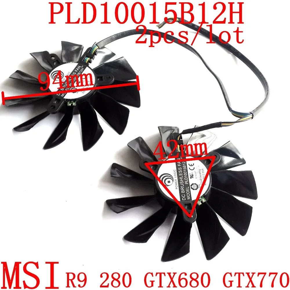 Бесплатная доставка 2 шт./лот PLD10015B12H DC12V 0.55A для MSI GTX680 GTX770 R9 280X 270X вентилятор
