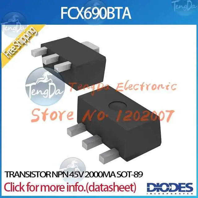 Бесплатная Доставка 20 Шт./лот FCX690BTA ТРАНЗИСТОР NPN 45 В 2000MA SOT-89 690 FCX690 FCX690B |