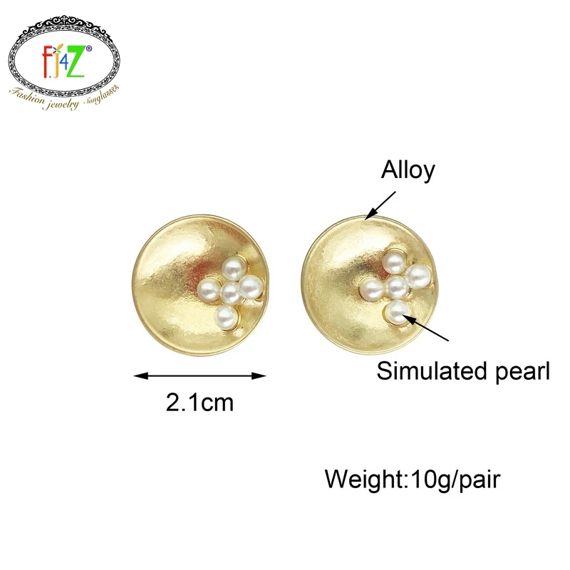 F. J4Z, Модные Винтажные Geo серьги, Nova, анти-золотые, сплав, Круглый, имитация жемчуга, серьги-гвоздики для женщин, pendientes mujer
