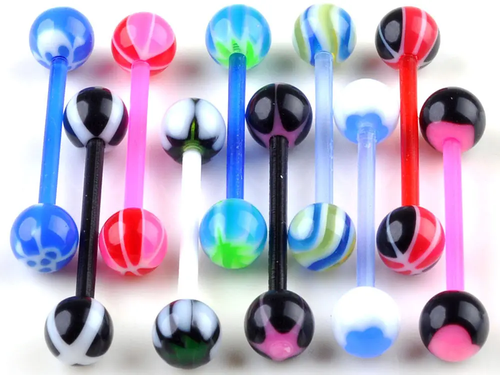 10X Mixed Ball Tongue Navel Nipple Barbell Rings Bars Body Jewelry