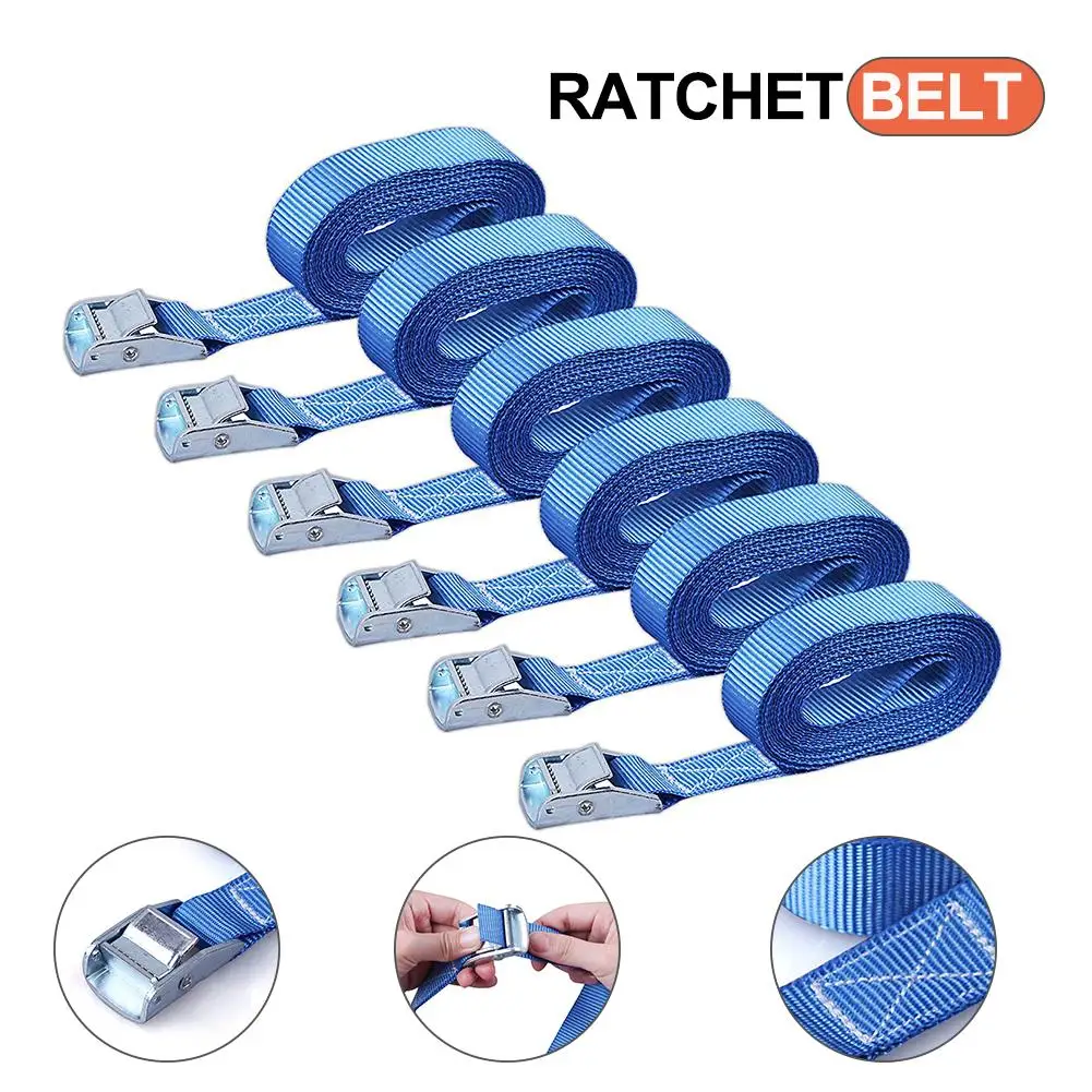 

6pcs 3M Buckle Tie-Down Belt Cargo Straps For Car Motorcycle Bike With Metal Buckle Tow Rope Strong Ratchet Belt For Luggage Bag