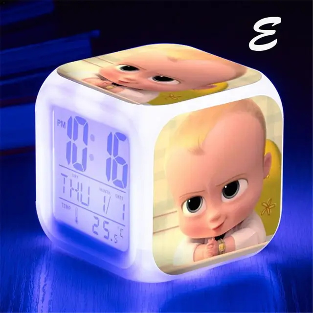 BOSS BABY Theme Cool Children Colorful Alarm Clock LED Digital Alarm