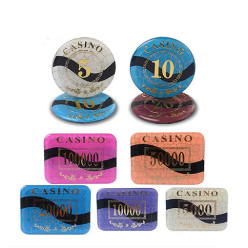 10 pcs/set Poker Chips Texas Hold'em Acrylic Round/Rectangle Dragon