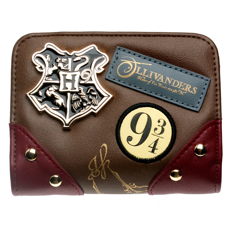 

Diagon Alley Wallet Metal badge Brown/date red patch Printed embroidered Wallet Gift for Girls Wallet DFT-6716